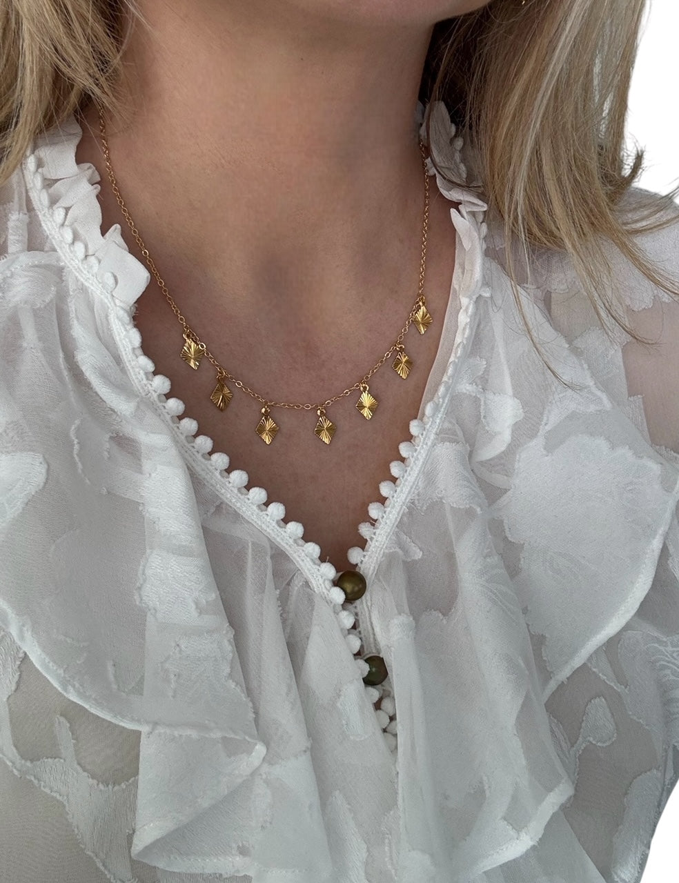 Collier Orphée pendentifs losanges ciselées