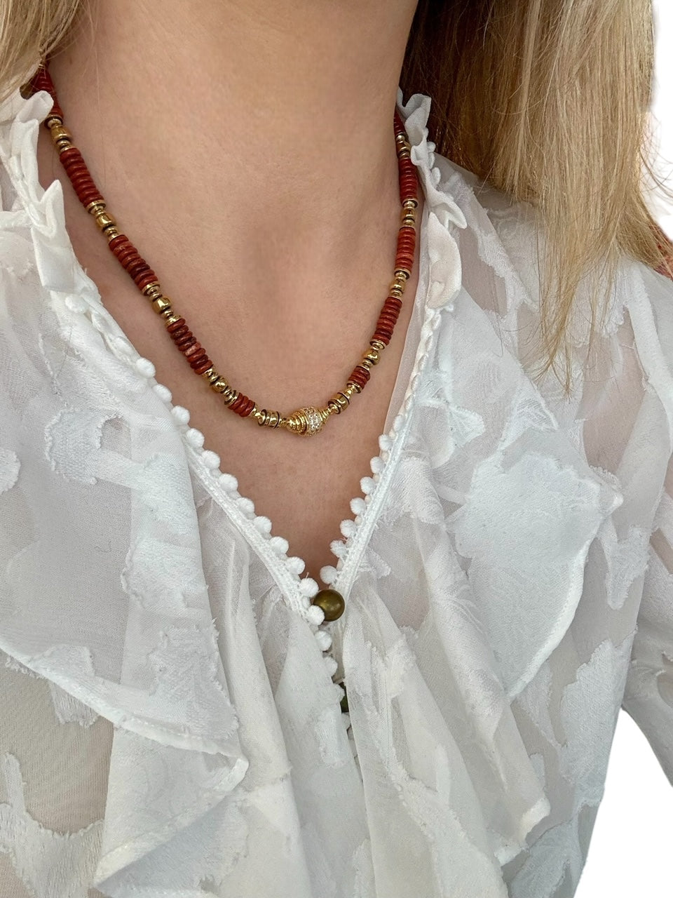 Collier Éclipse en Jaspe rouge