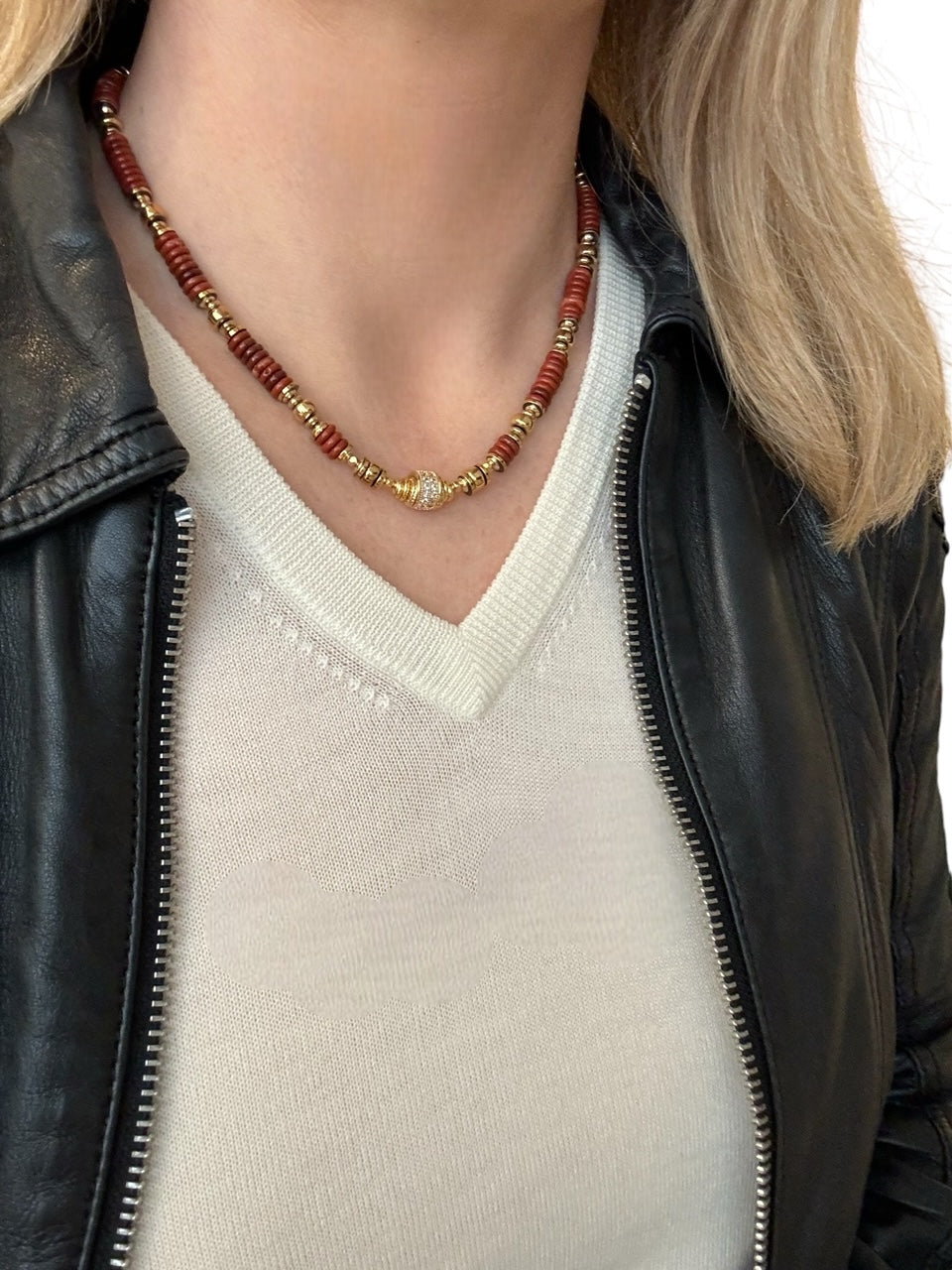 Collier Éclipse en Jaspe rouge