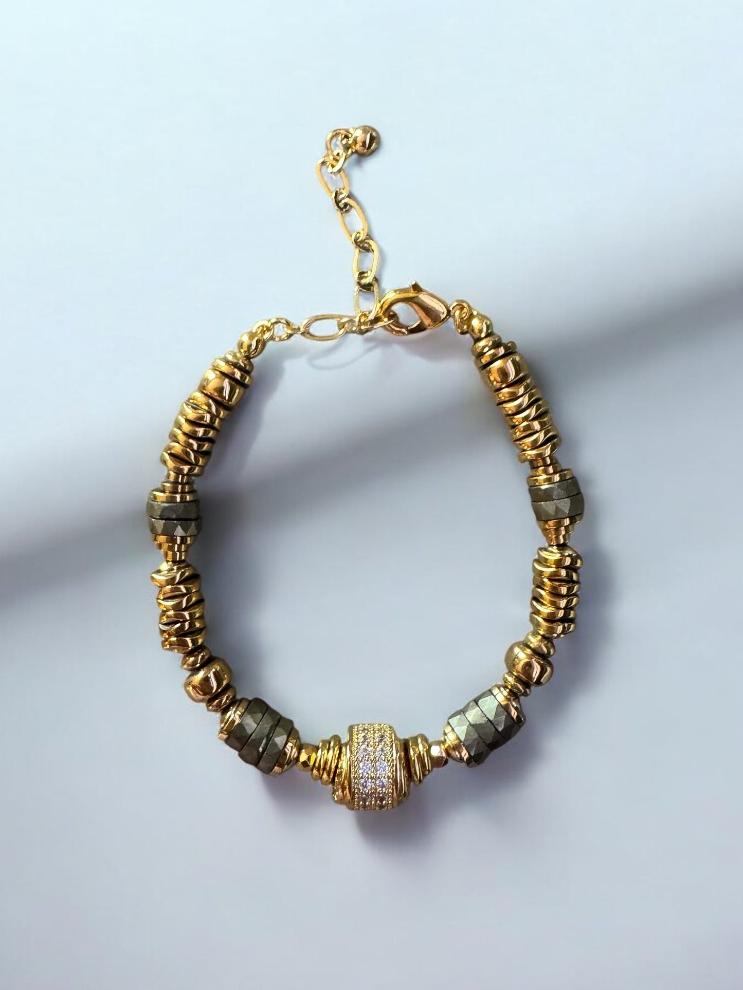 Bracelet Éclipse en Pyrite et Hématites