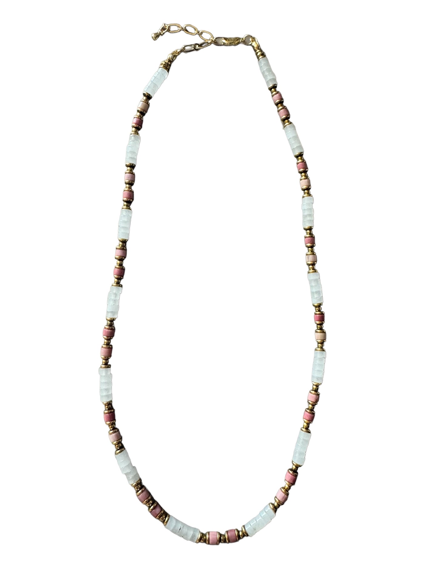 Collier Marbella en Rhodonite et Jade blanc