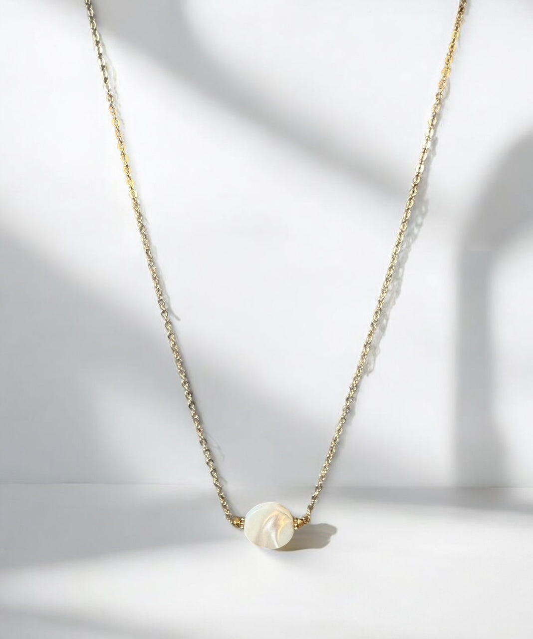 Collier Céleste en Nacre blanche pastille