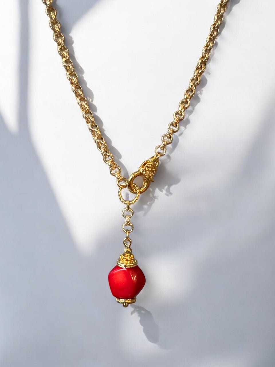 Collier Ipanema en Bambou corail rouge