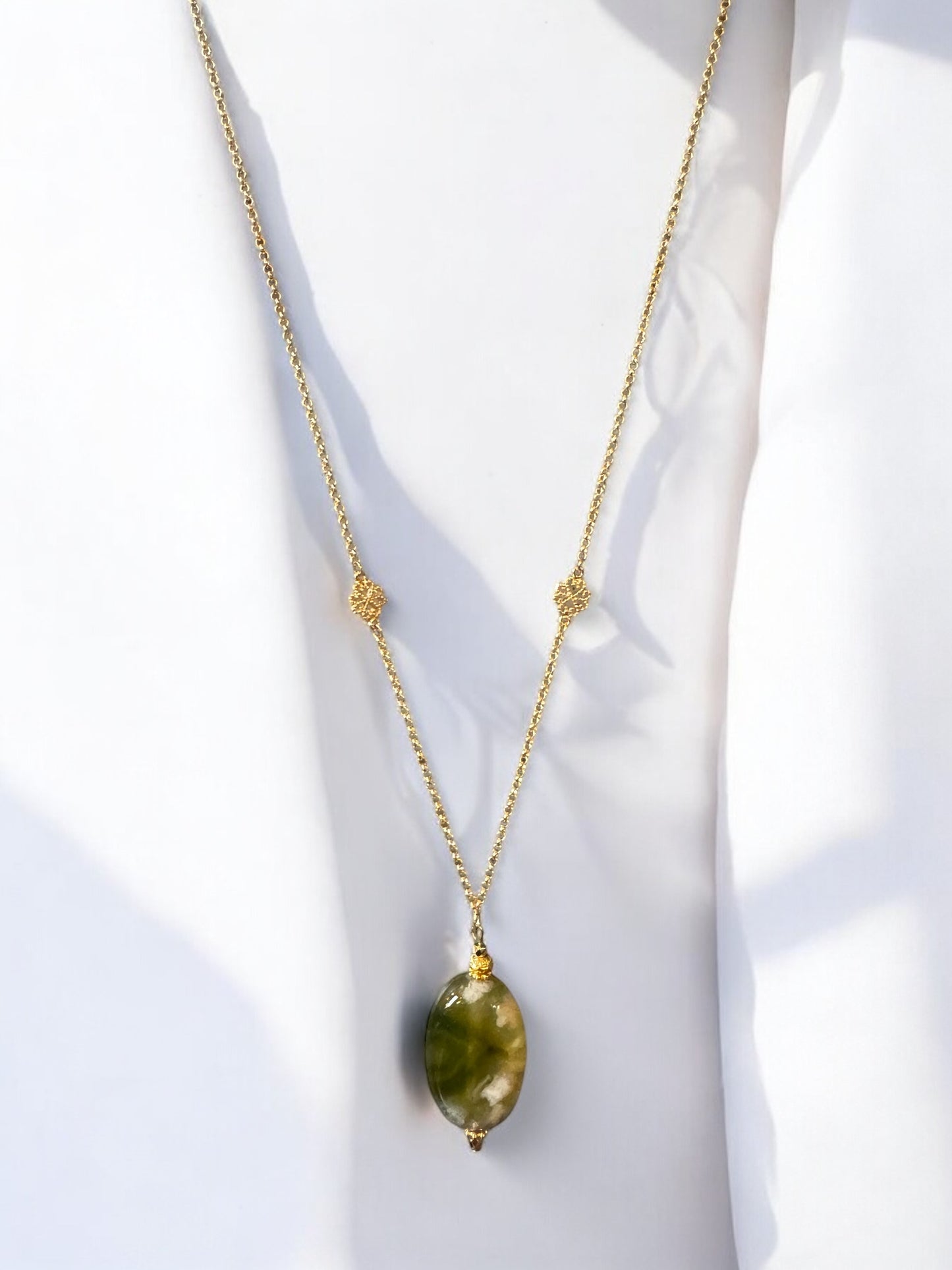 Collier Jaipur Agate fleur de cerisier verte