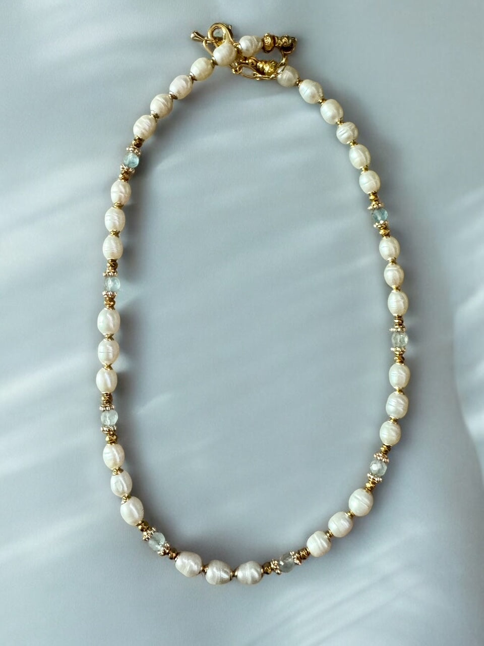 Collier Eugénie en Perles de culture et Aigue marine