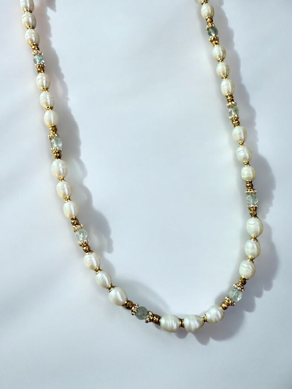 Collier Eugénie en Perles de culture et Aigue marine