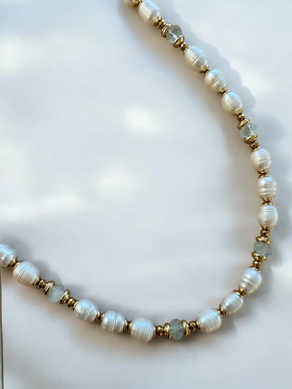 Sautoir Eugénie en Perles de culture et Aigue marine