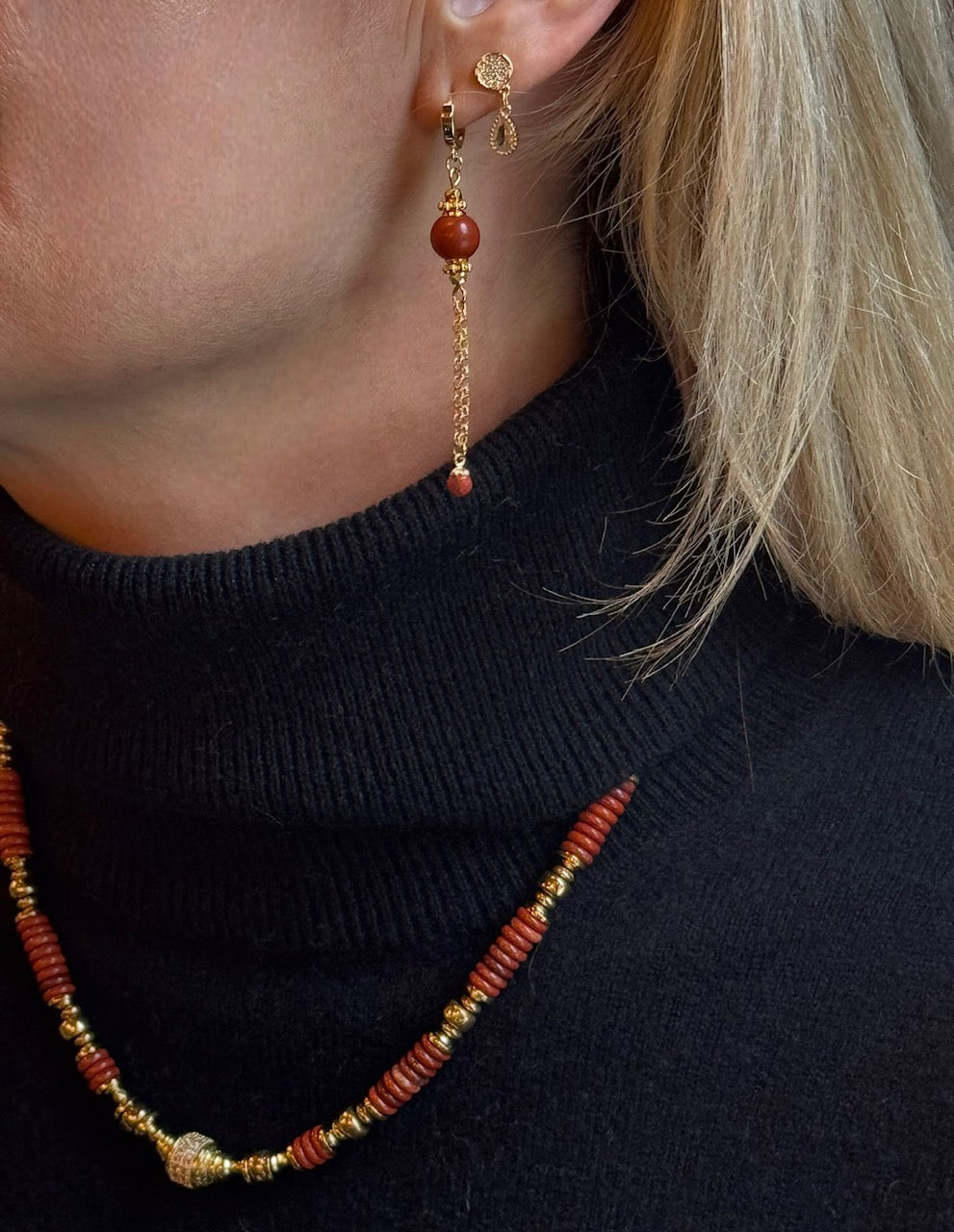 Collier Éclipse en Jaspe rouge