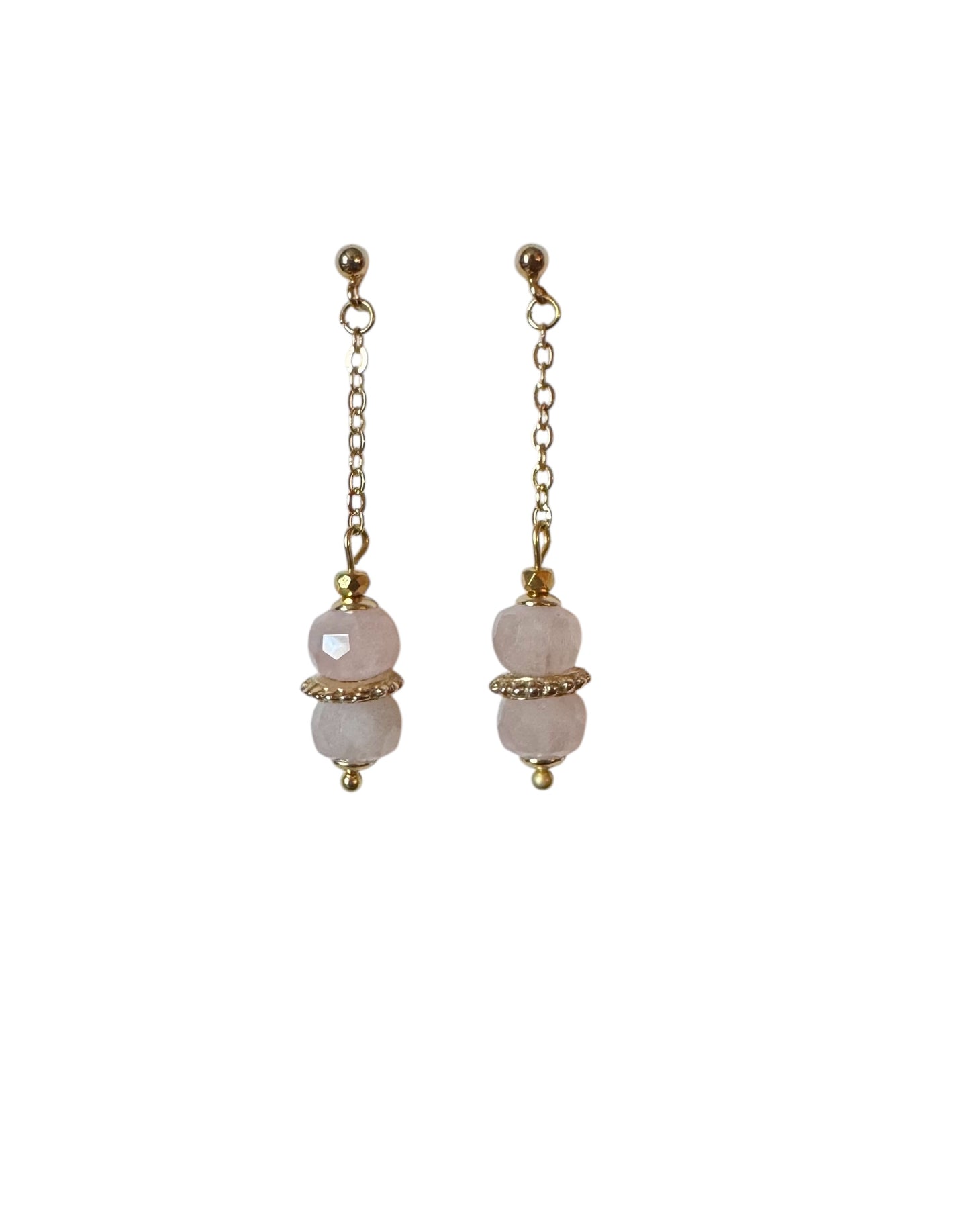 Boucles d'oreilles Louxor clou simple Quartz rose