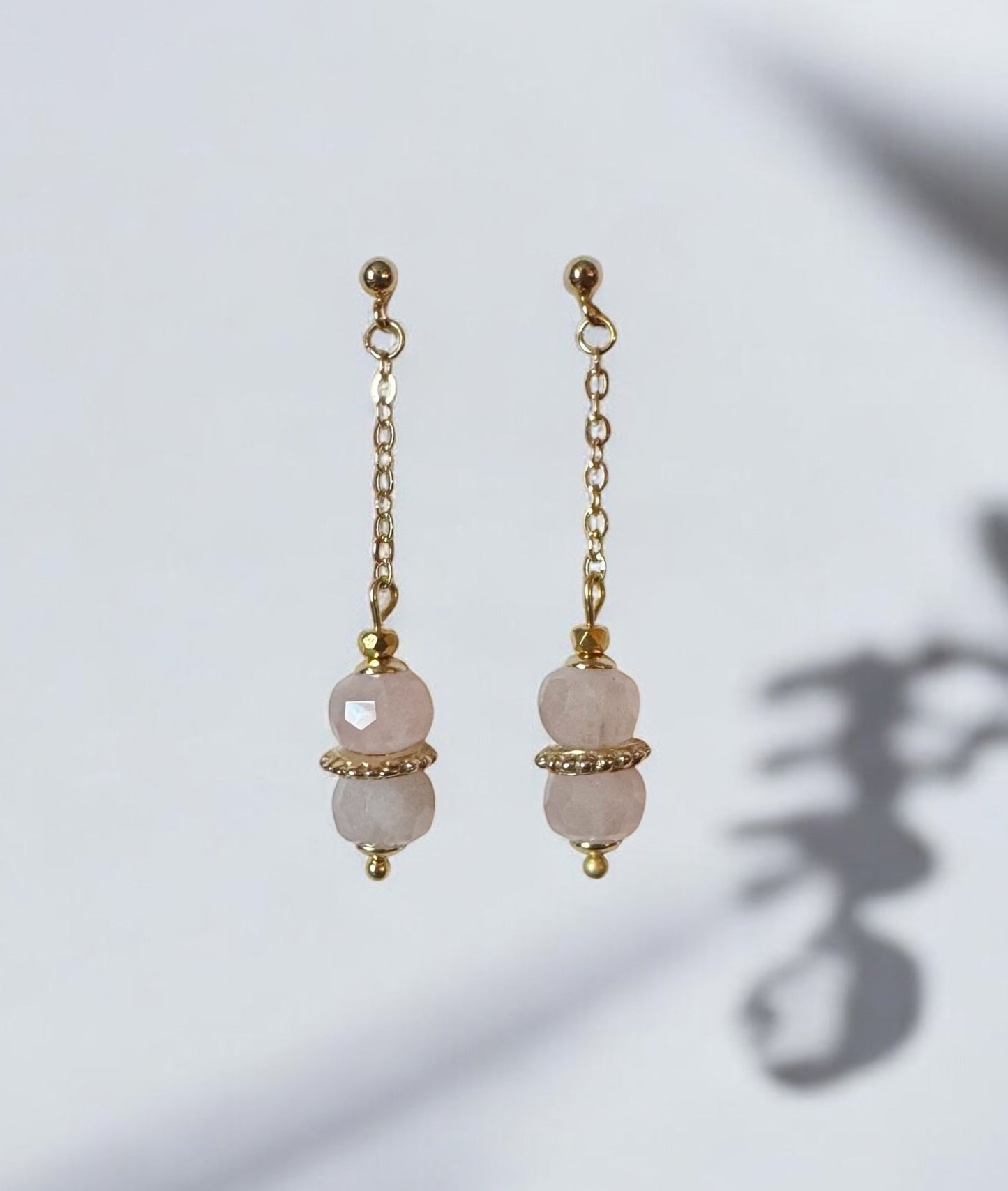 Boucles d'oreilles Louxor clou simple Quartz rose