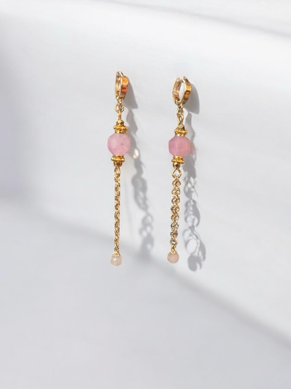 Boucles d'oreilles Lima en Quartz rose