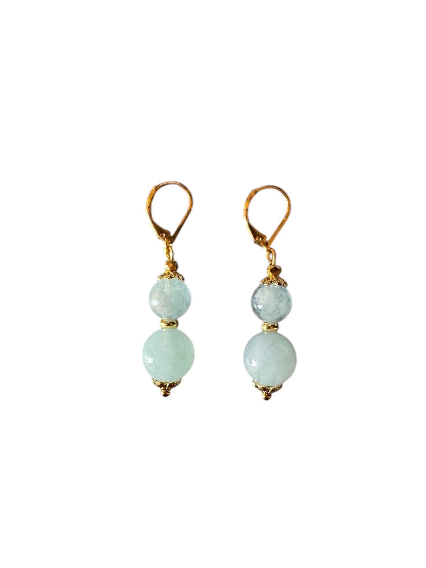 Boucles d'oreilles Luna longues en Aigue marine