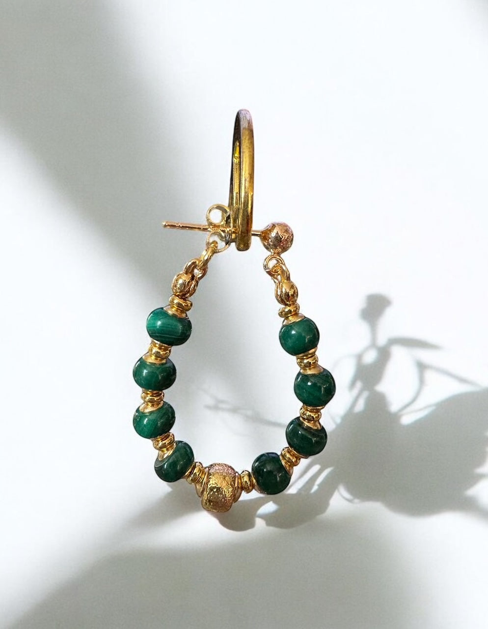 Boucles d'oreilles Diana créoles en Malachite