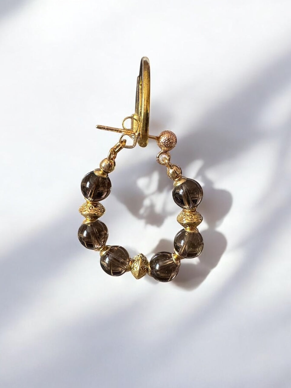 Boucles d'oreilles Diana créoles en Quartz fumé