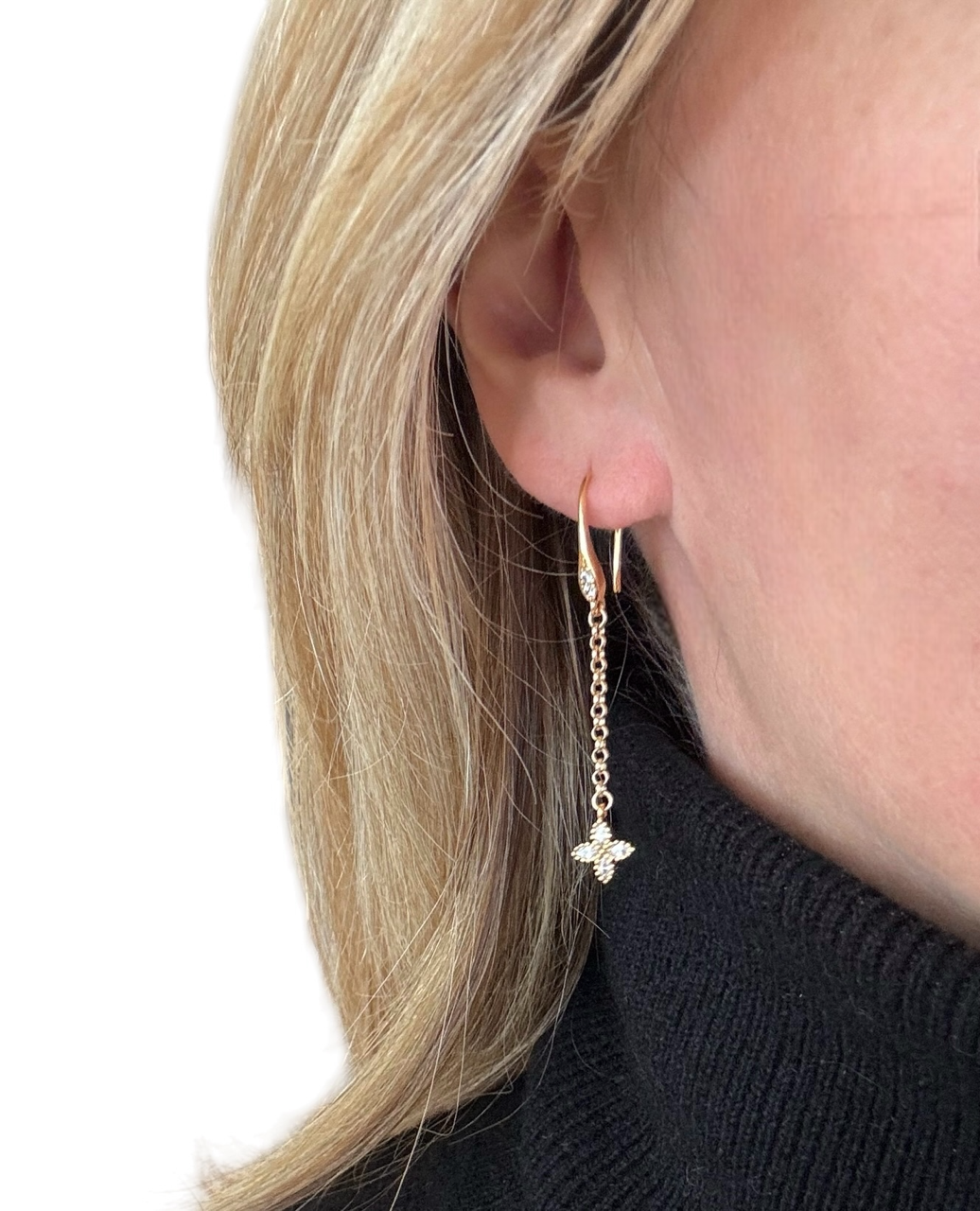 Boucles d'oreilles Orphée pendantes fleur royale