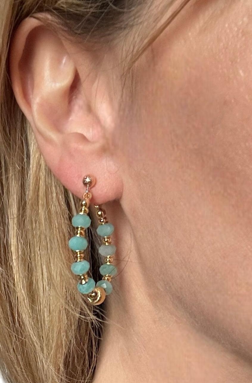 Boucles d'oreilles Diana créoles en Amazonite