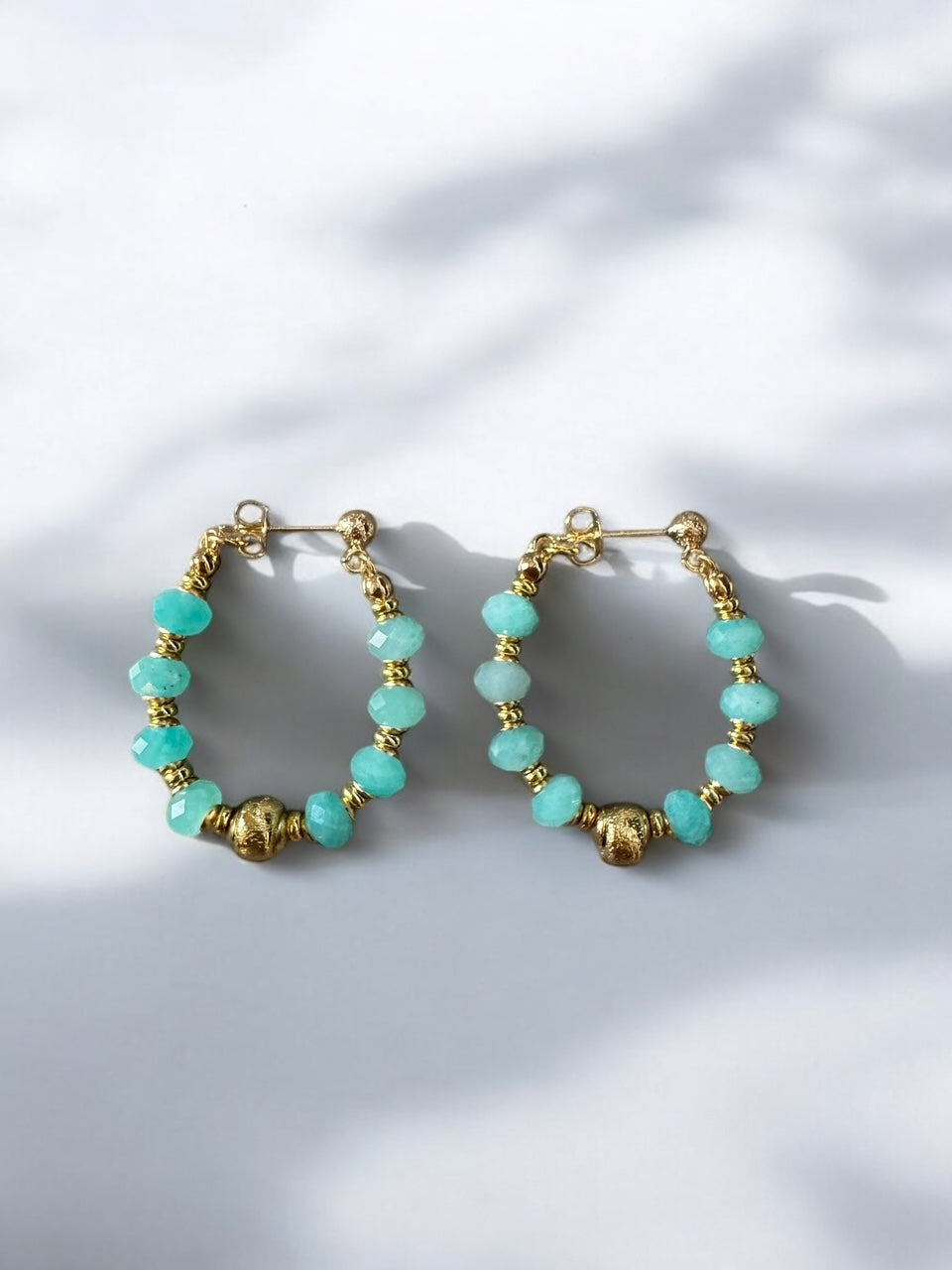 Boucles d'oreilles Diana créoles en Amazonite