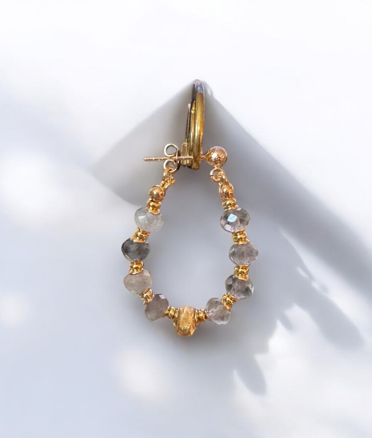 Boucles d'oreilles Diana créoles en Labradorite