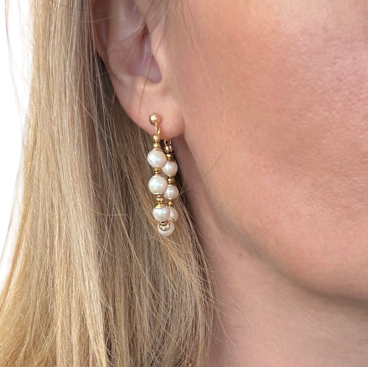 Boucles d'oreilles Diana créoles en Perle de culture