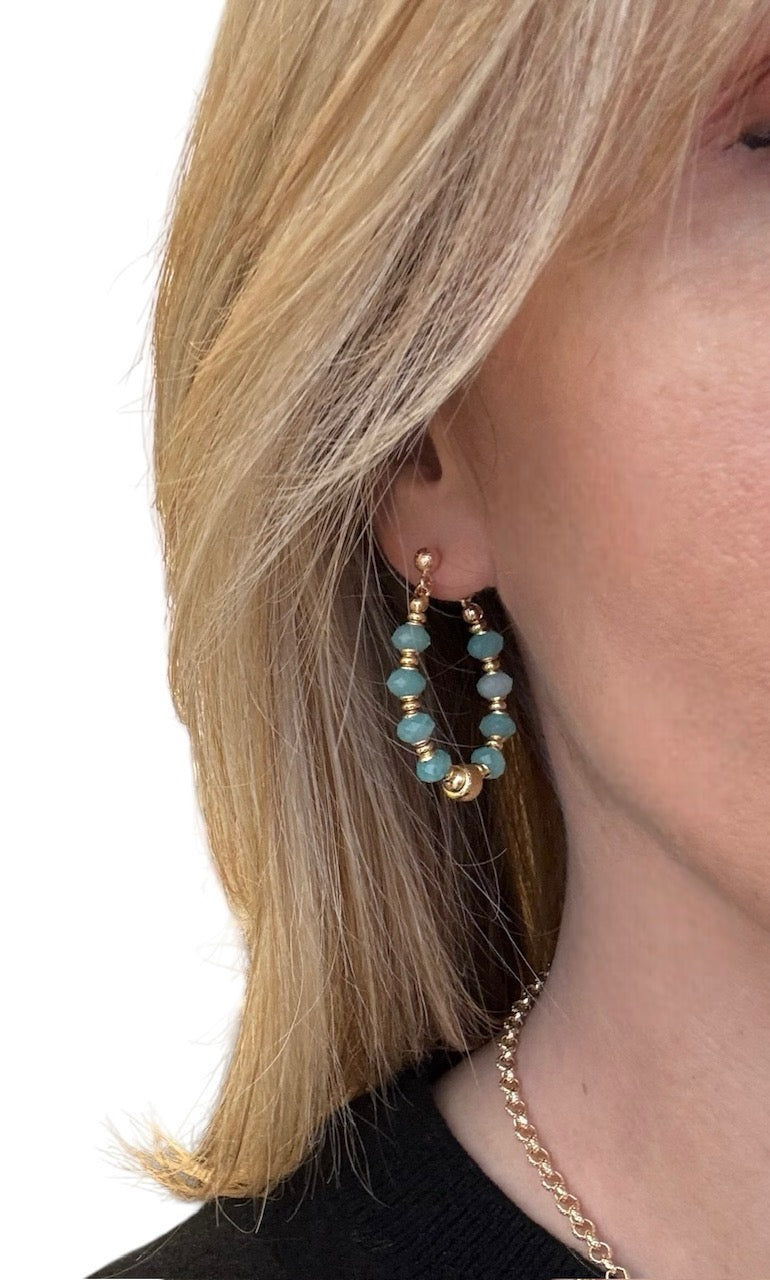 Boucles d'oreilles Diana créoles en Amazonite