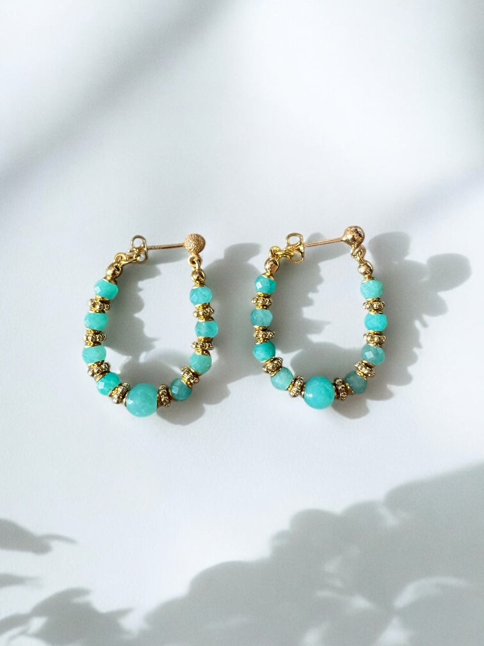 Boucles d'oreilles Diana créoles en Amazonite 2