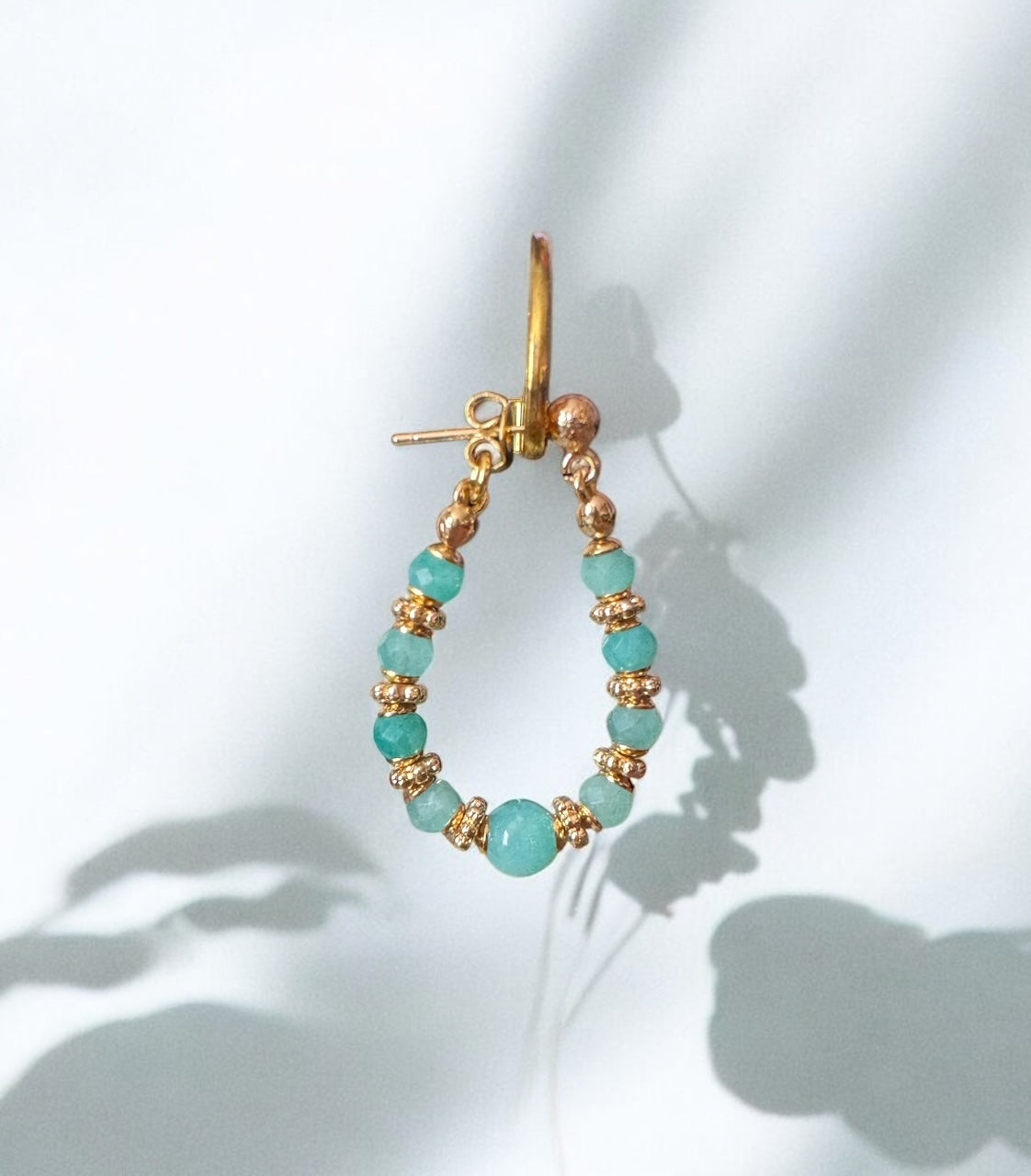 Boucles d'oreilles Diana créoles en Amazonite 2