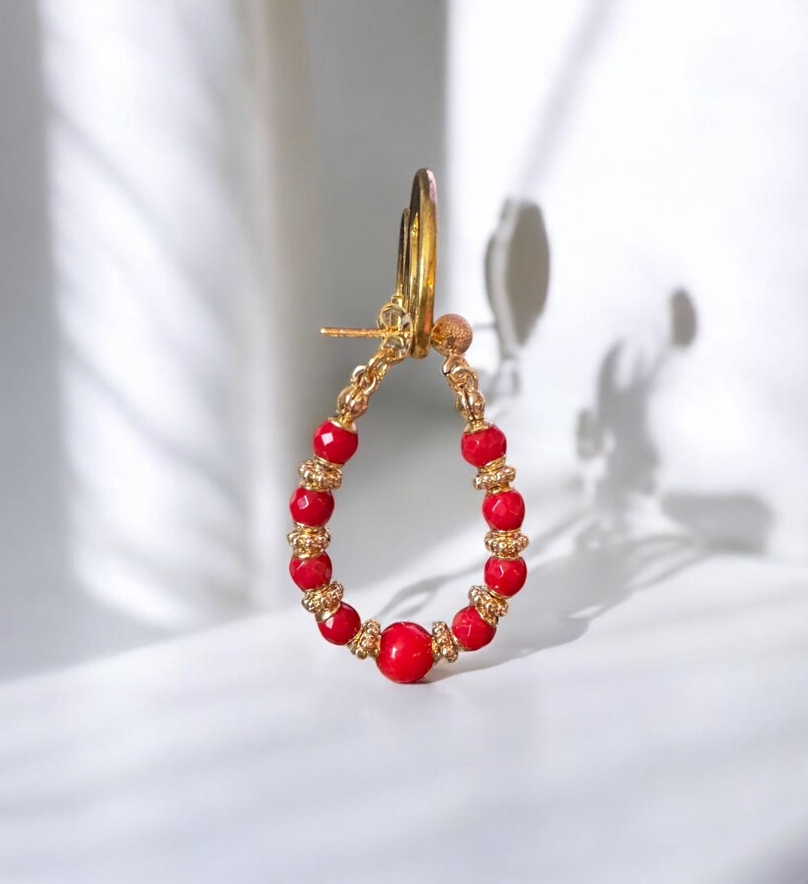 Boucles d'oreilles Diana créoles en Bambou Corail