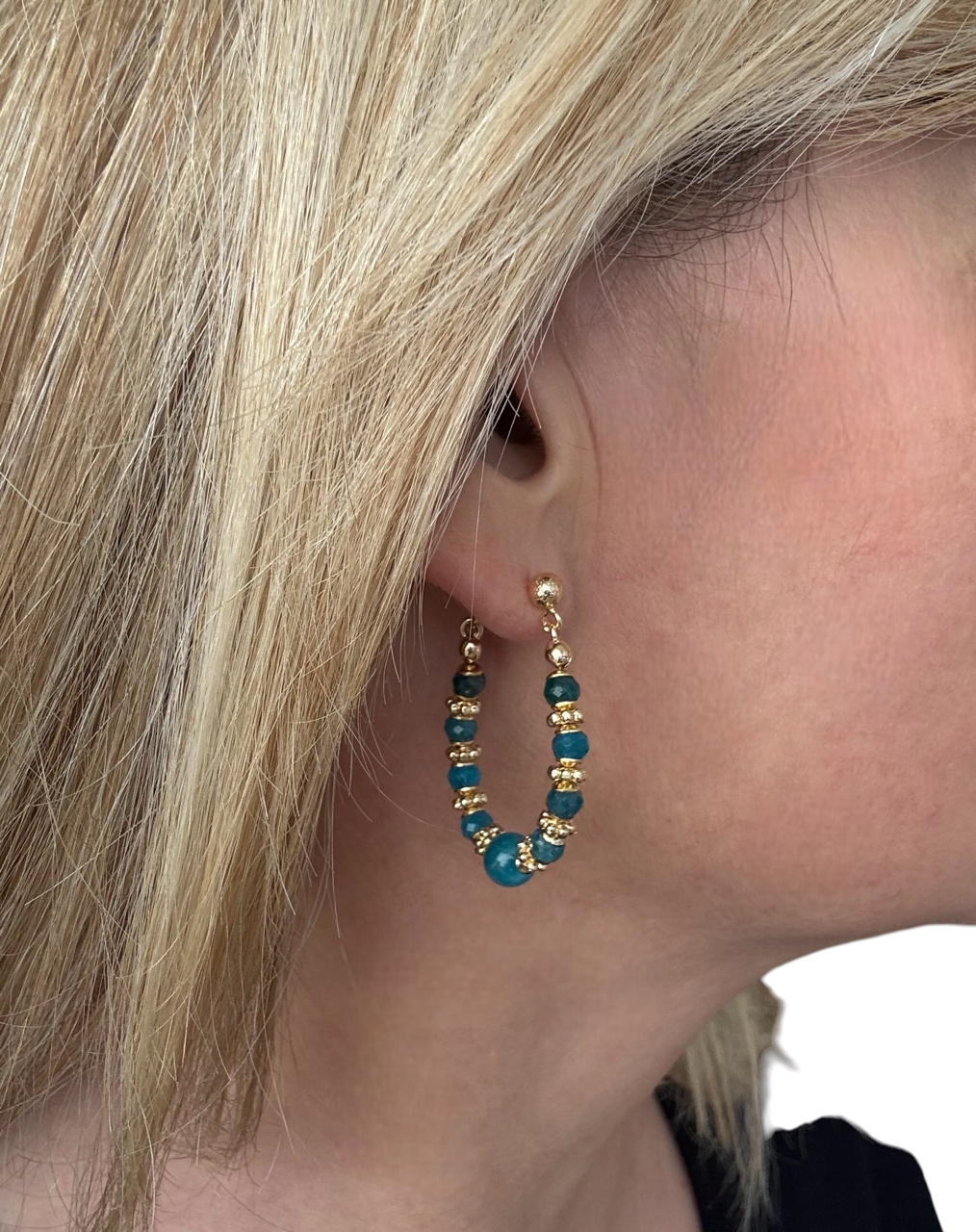 Boucles d'oreilles Diana créoles en Apatite