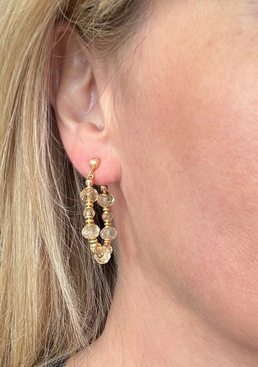 Boucles d'oreilles Diana créoles en Citrine