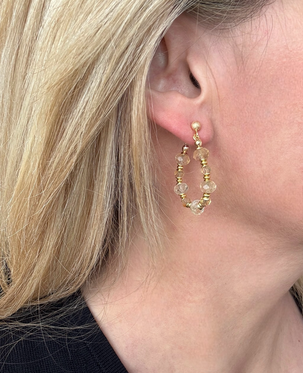 Boucles d'oreilles Diana créoles en Citrine