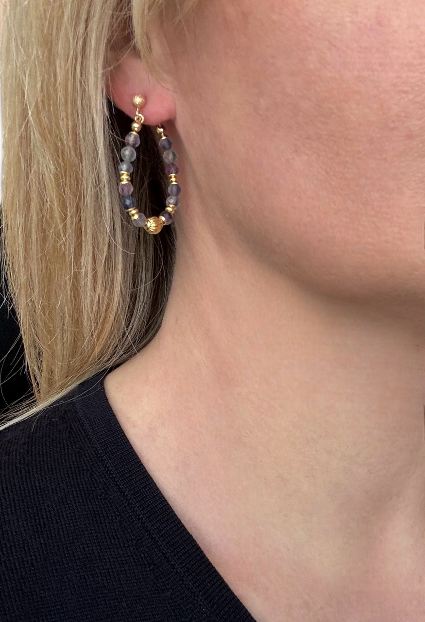 Boucles d'oreilles Diana créoles en Fluorite