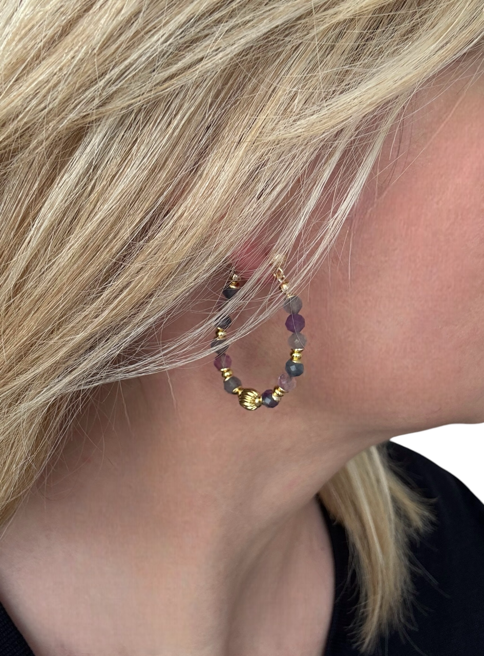 Boucles d'oreilles Diana créoles en Fluorite