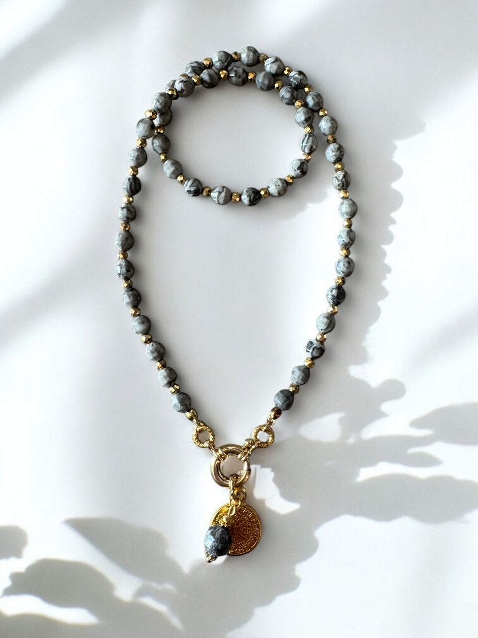 Collier Athena en Jaspe map grise