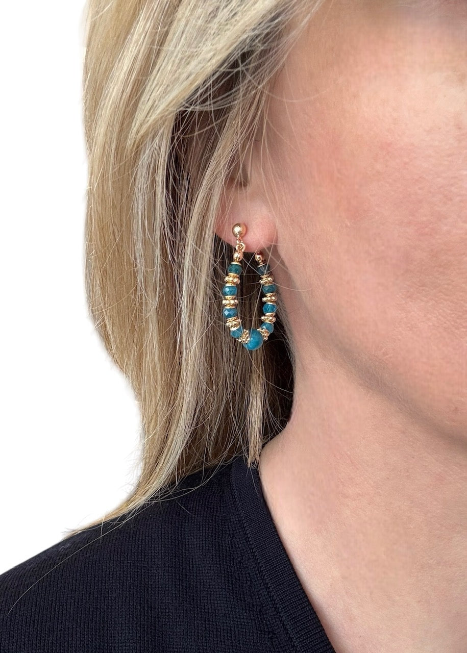 Boucles d'oreilles Diana créoles en Apatite