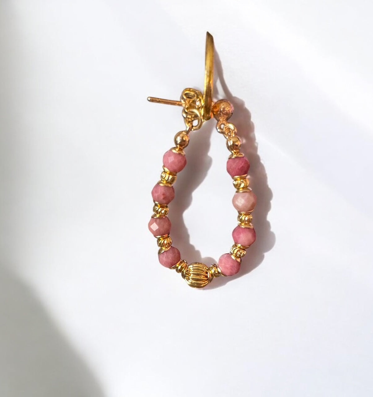 Boucles d'oreilles Diana créoles en Rhodonite