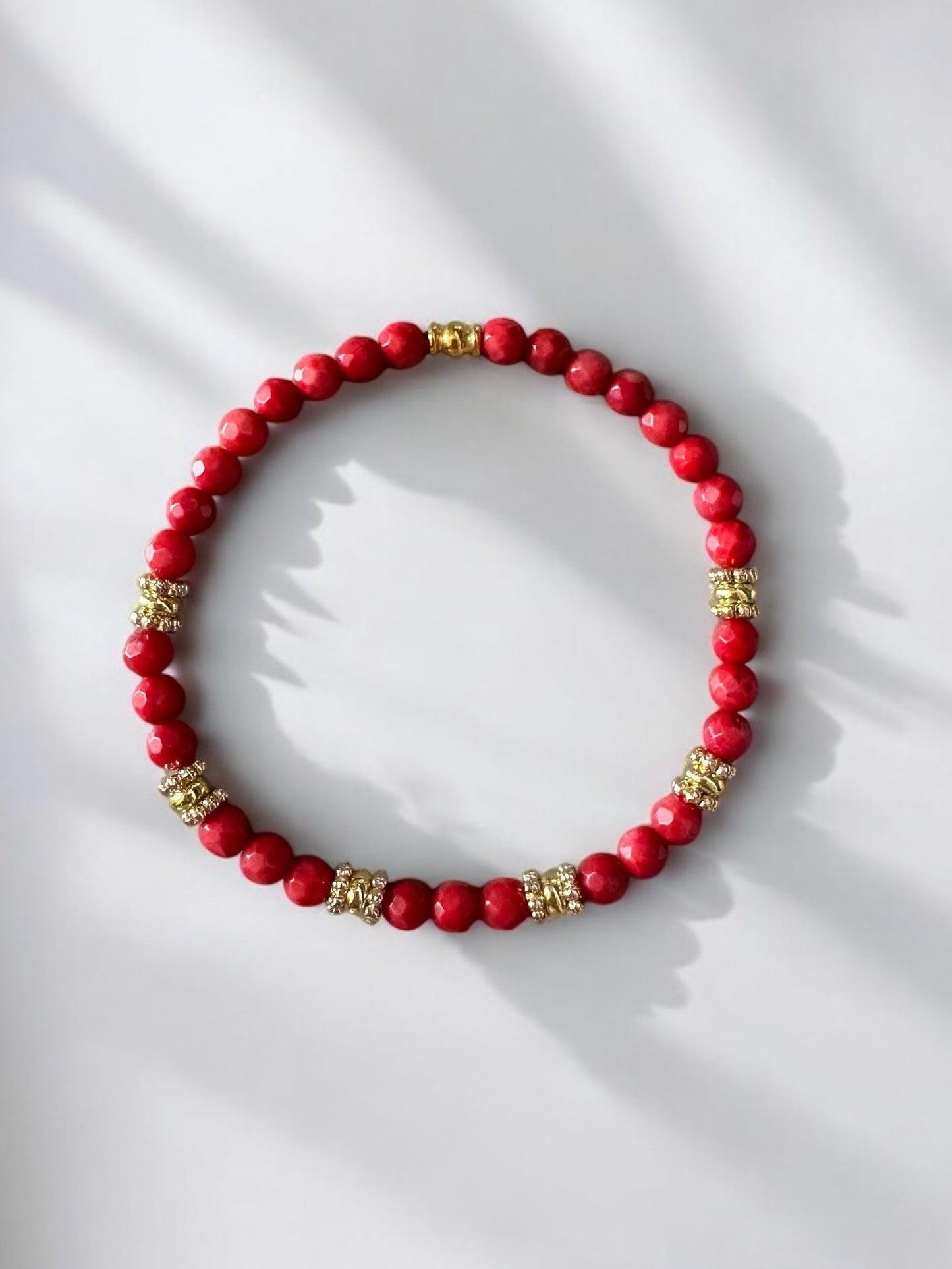 Bracelet Eden en Bambou corail rouge pierres fines