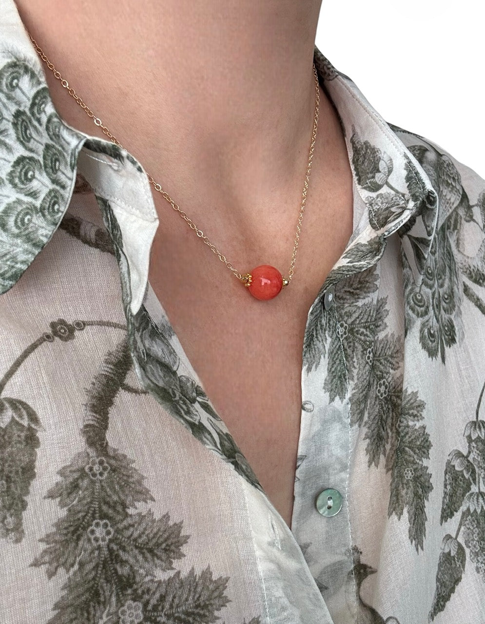 Collier Céleste en Calcite corail