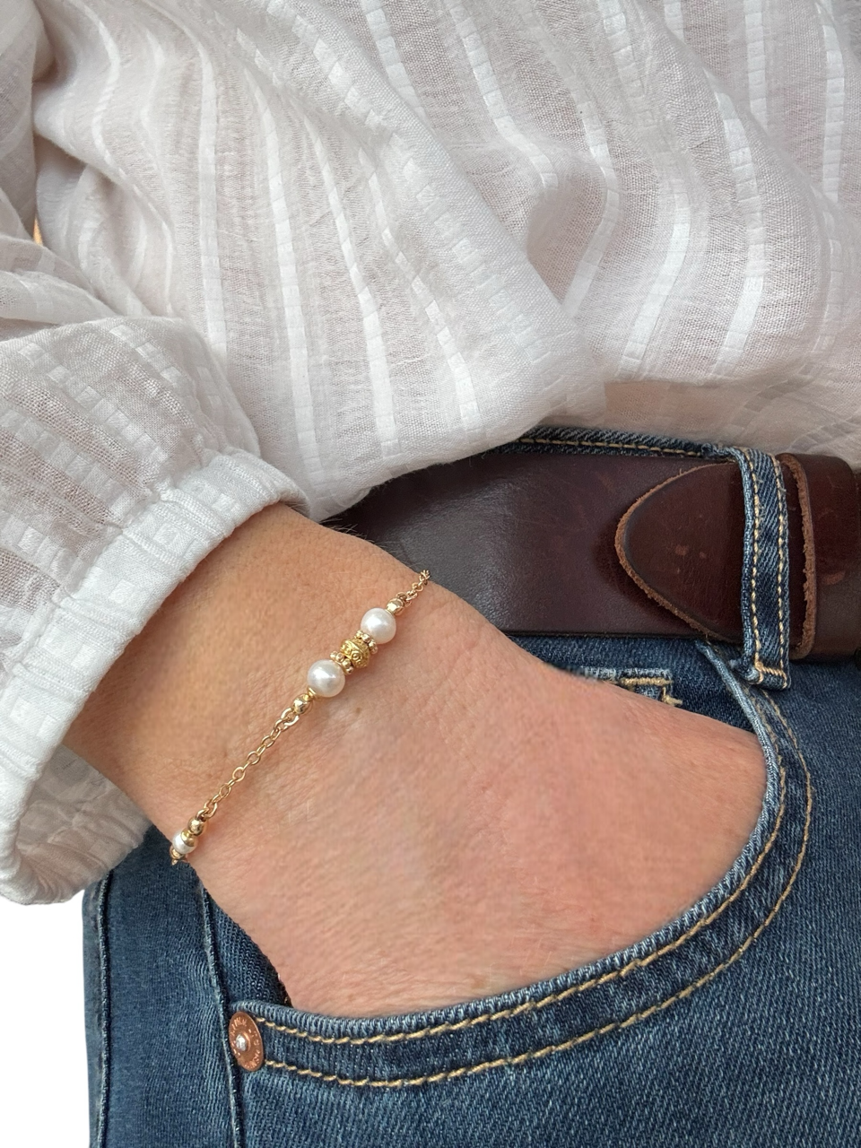 Bracelet Orphée Perles de culture sur chaîne fine