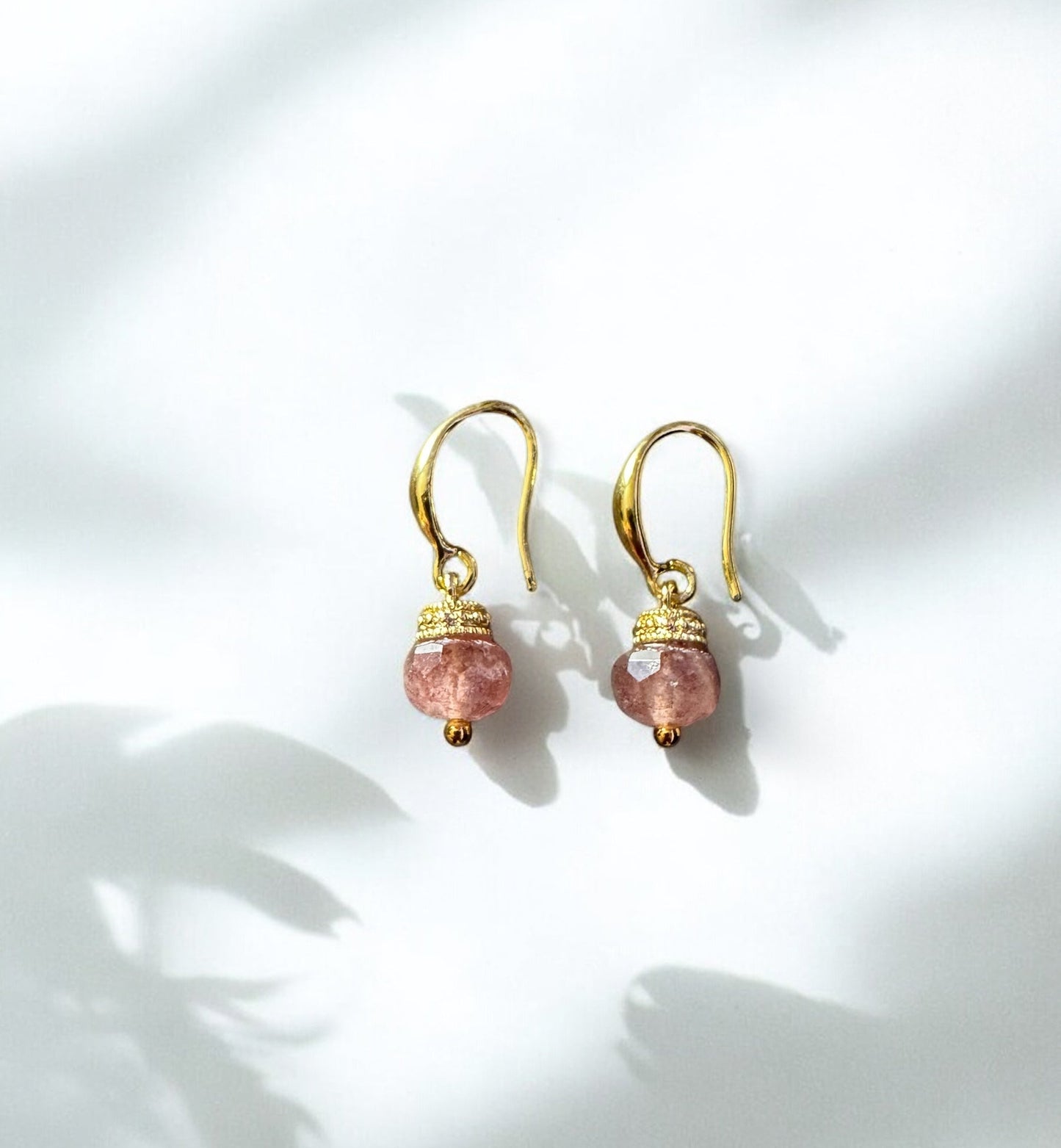 Boucles d'oreilles Olympe en Quartz fraise
