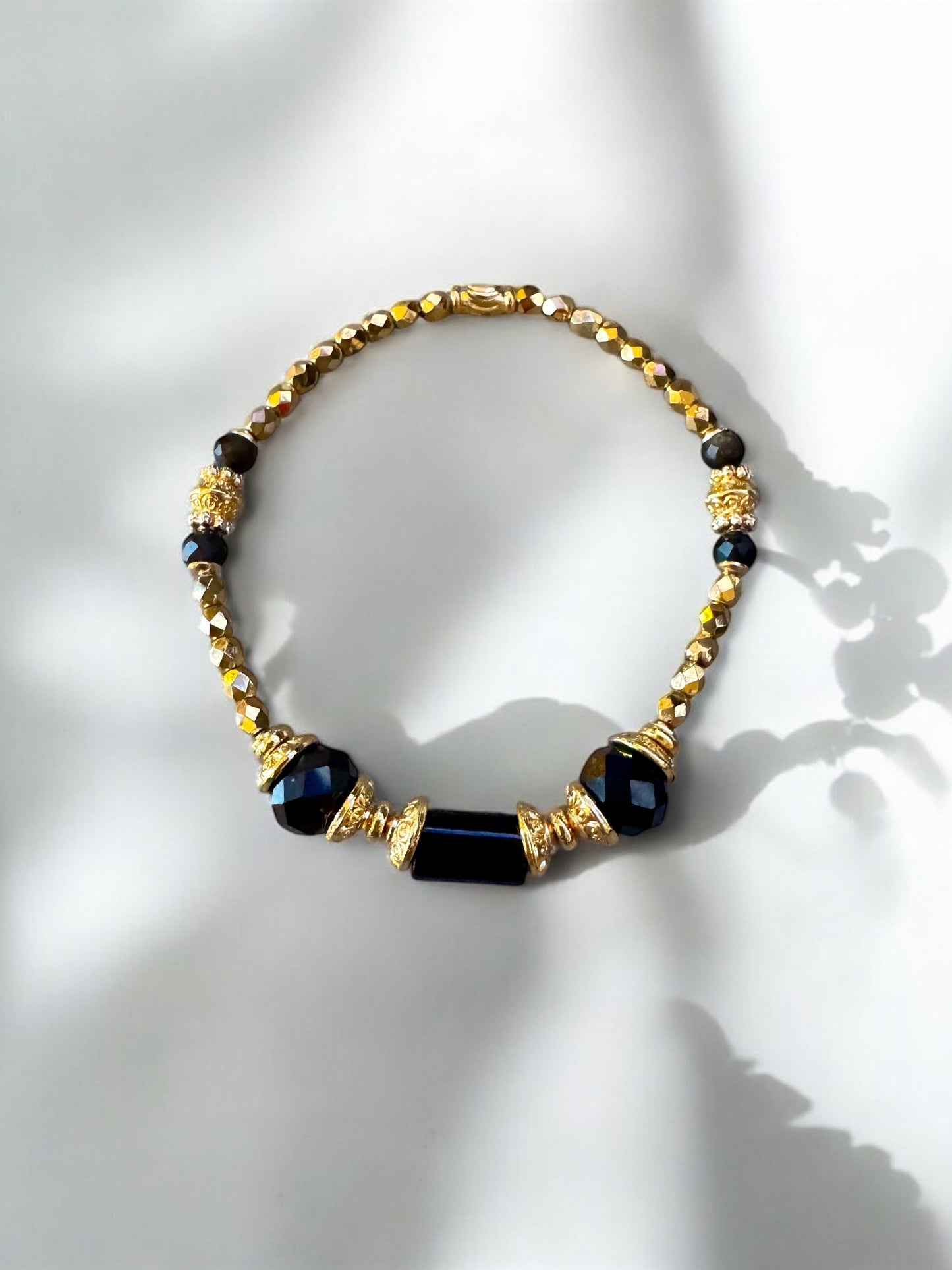 Bracelet Olympe en Obsidienne dorée