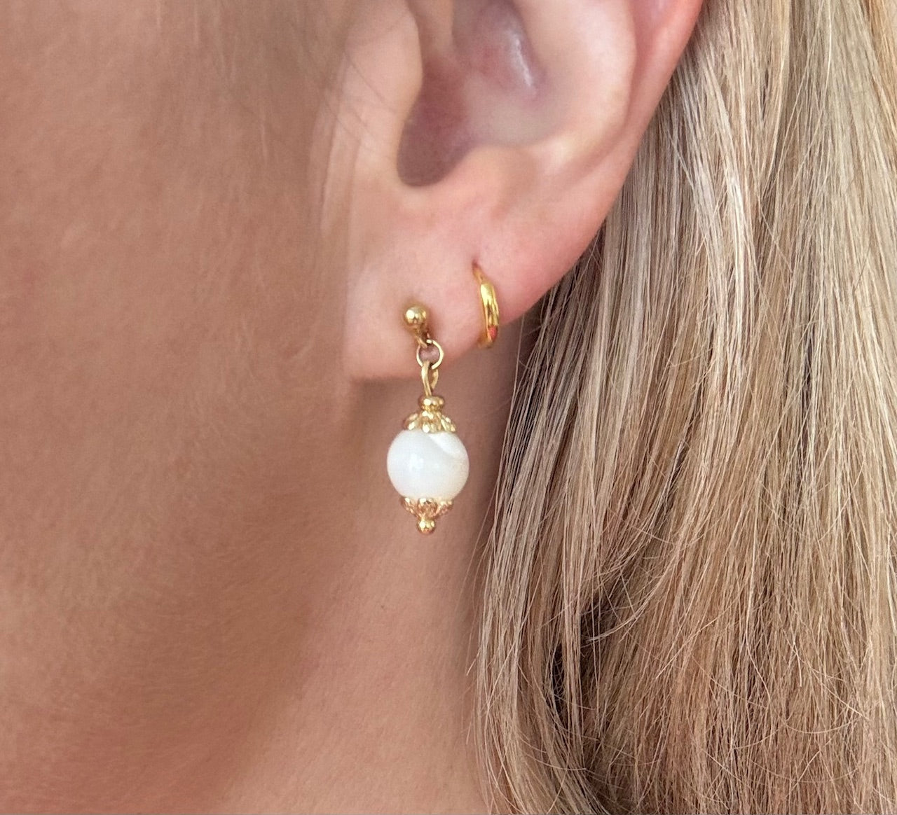 Boucles d'oreilles Luna en Nacre blanche