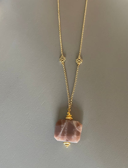 Collier Jaïpur en Pierre de lune rose