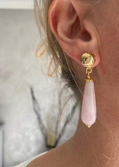 Boucles d'oreilles Diana en Quartz Rose