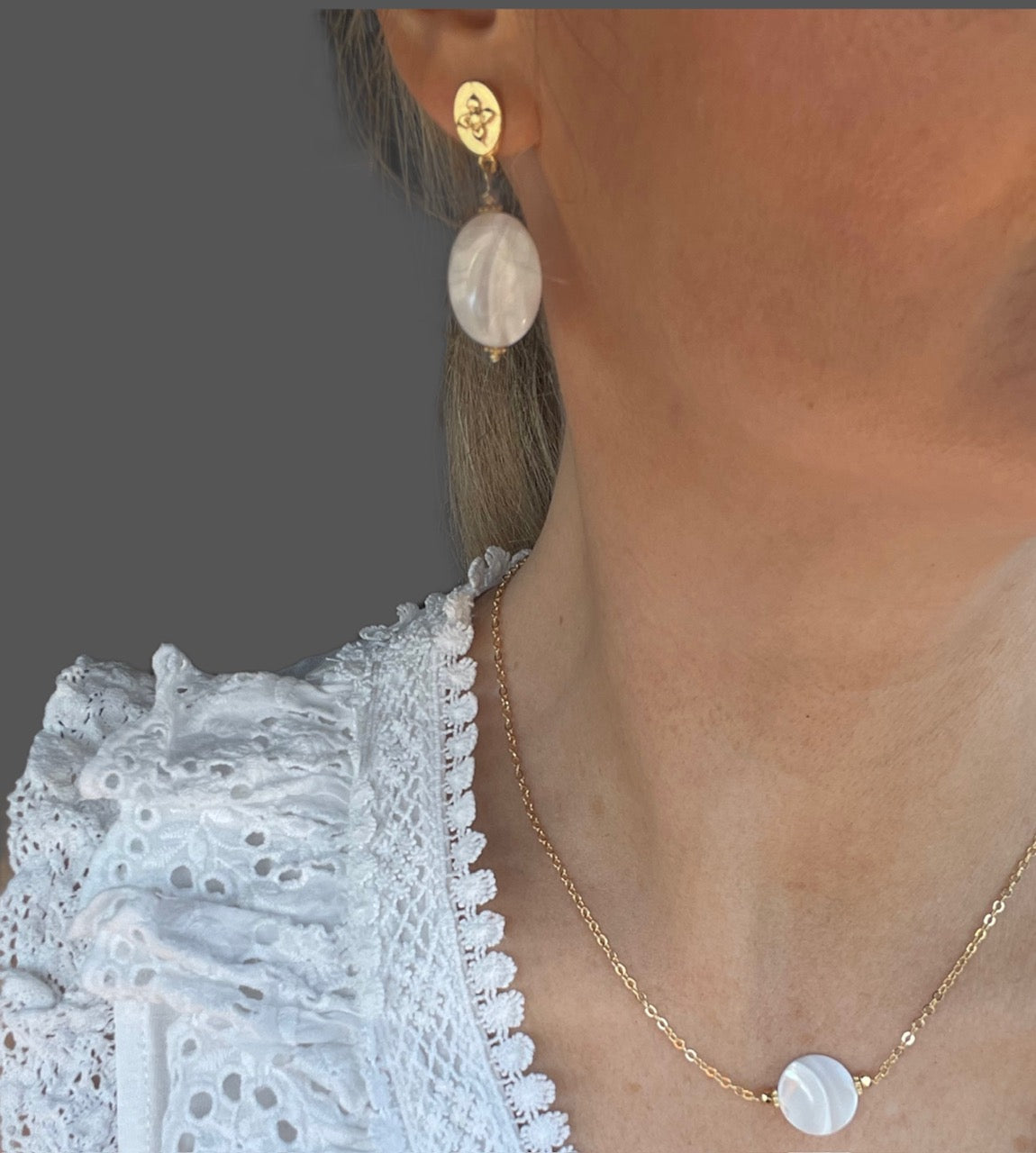 Boucles d'oreilles Diana en Nacre blanche