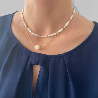 Collier choker Maeva en Nacre blanche