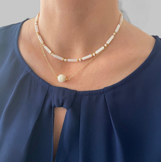 Collier choker Maeva en Nacre blanche