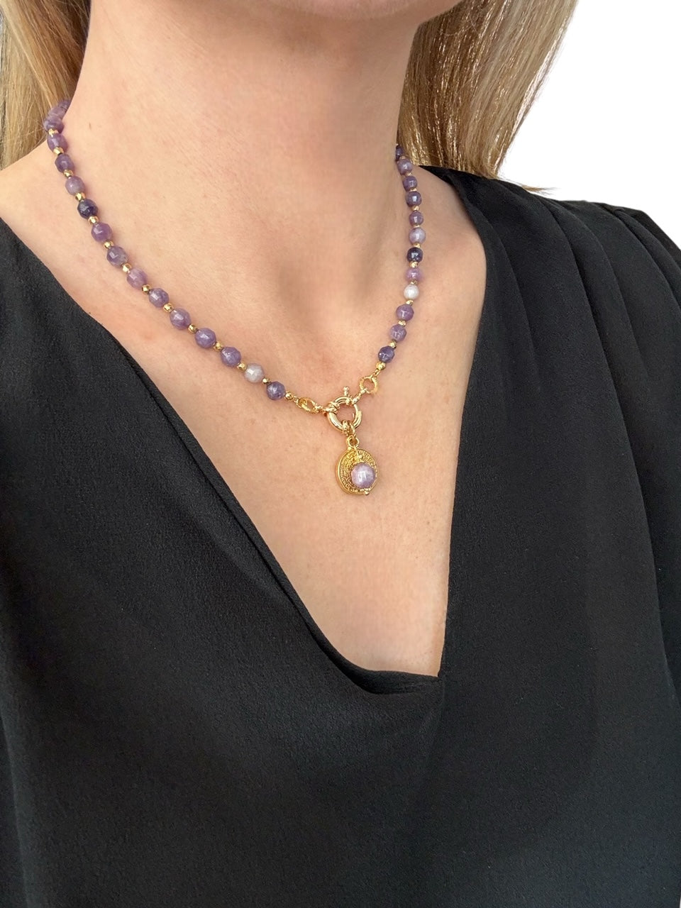 Collier Athena en Lépidolite