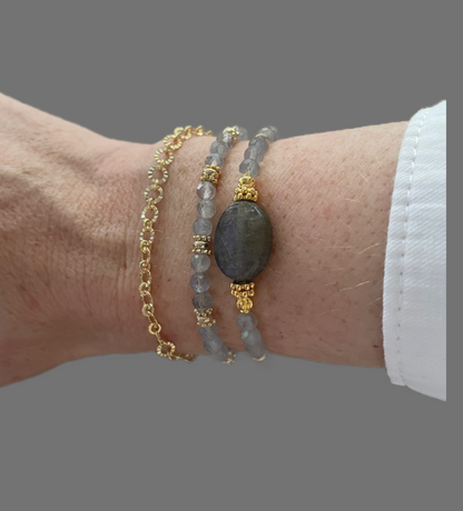 Bracelet Eden en Labradorite ovale et pierres fines