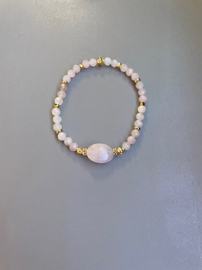 Bracelet Eden en Quartz rose ovale et pierres fines