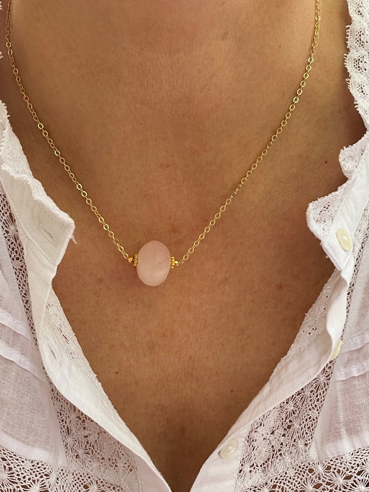 Collier Céleste en Quartz Rose